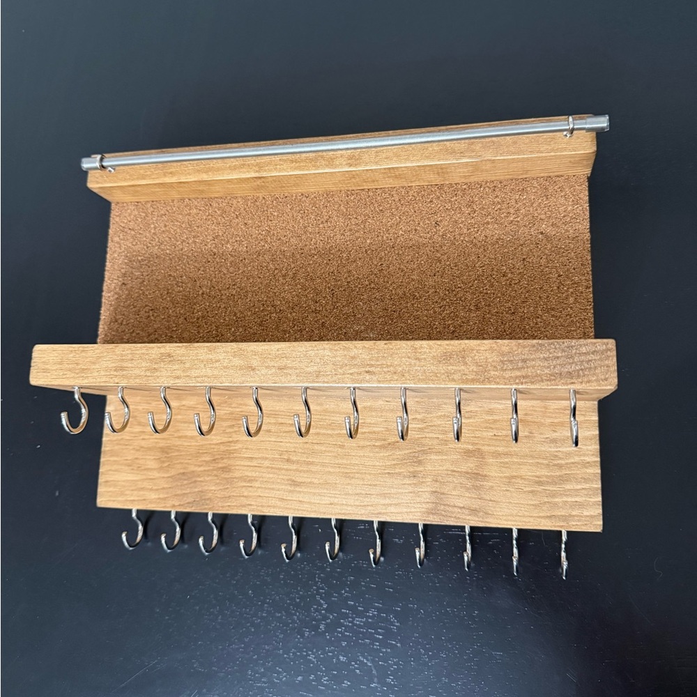 Handmade Wooden Jewelry Holder with Hooks
